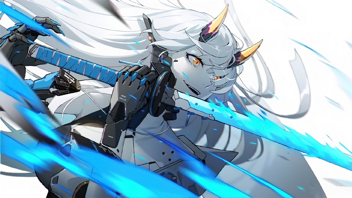 Character with Blue Sword from Punishing Gray Raven