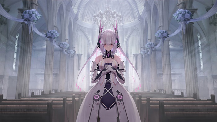 Liv from Punishing Gray Raven in a church