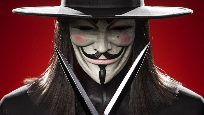 V for Vendetta Mask with Daggers 4K