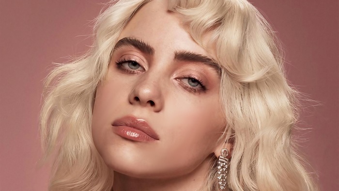 Billie Eilish Blonde Portrait in Vogue Style