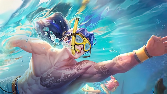 Zilong from Mobile Legends wearing Summer Waves skin