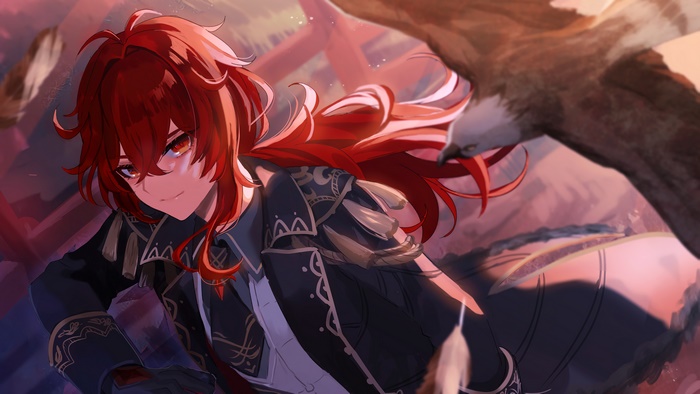 Diluc from Genshin Impact in 4K Art