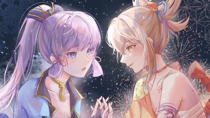 Ayaka and Yoimiya from Genshin Impact