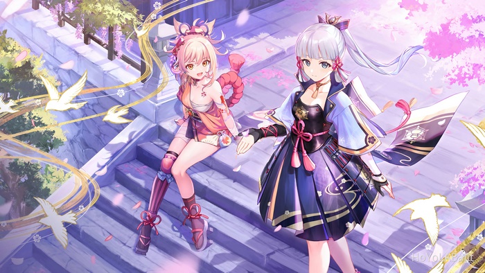 Ayaka and Yoimiya from Genshin Impact 4K