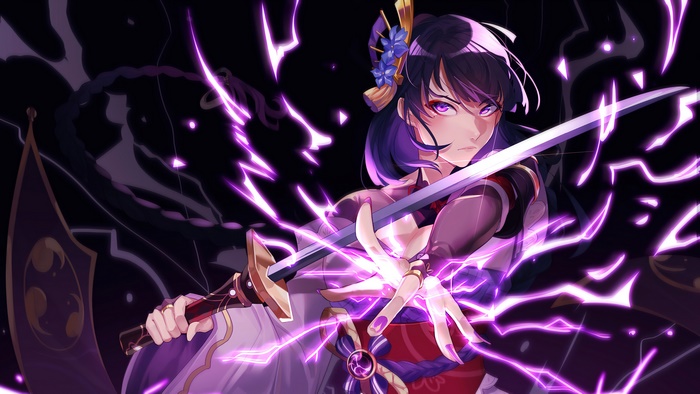 Raiden Shogun from Genshin Impact with sword