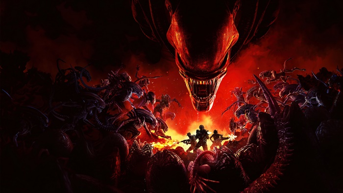Aliens: Fireteam Elite game poster with Xenomorphs