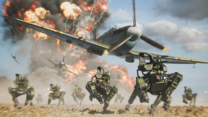 Battlefield 2042 game with robots and planes