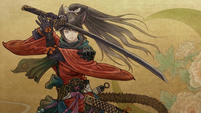 Samurai girl with katana from Final Fantasy XIV 4K