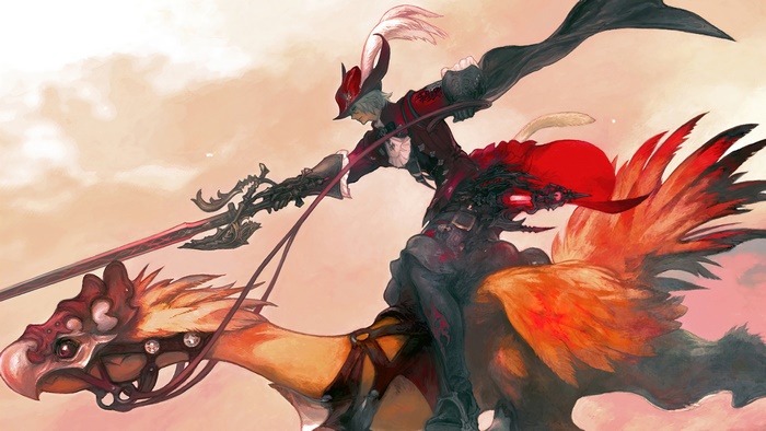 Red Mage riding a Chocobo in Final Fantasy XIV 4K