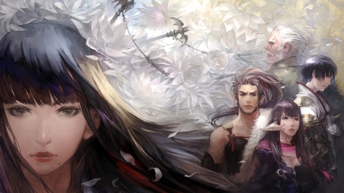 Final Fantasy XIV characters with white flowers