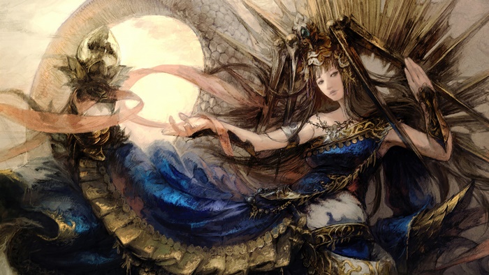 Final Fantasy XIV Artwork of a Woman with Dragon