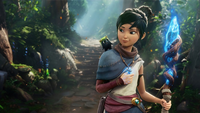 Kena from Kena: Bridge of Spirits holding a staff