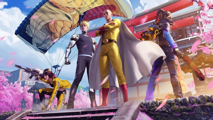 Saitama and Genos from One-Punch Man in Free Fire 4K
