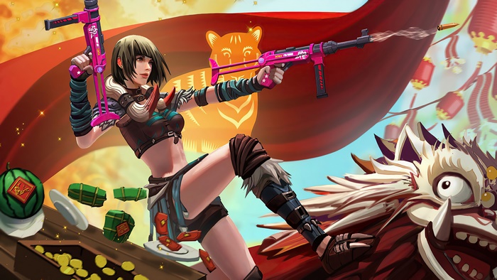 Girl with pink guns from Garena Free Fire