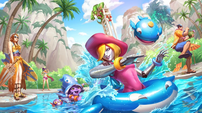 Pool Party, Orianna, Skin, Splash Art, LoL, League of Legends, Video