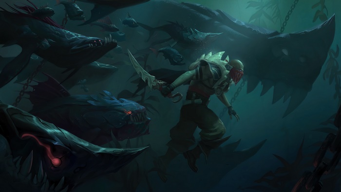 Pyke from Legends of Runeterra in the ocean