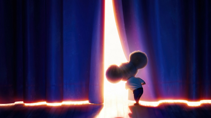 Ash from Sing 2 peeking through curtains