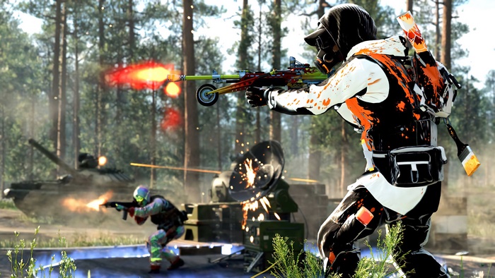 Soldier with Tagger II skin firing weapon in Call of Duty: Cold War