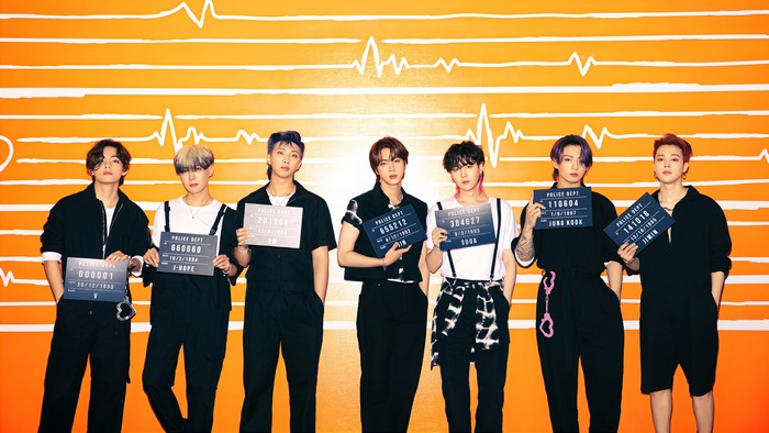 BTS Group Mugshot Style Photo in