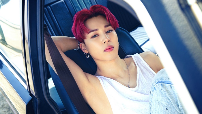 Jimin from BTS in a car