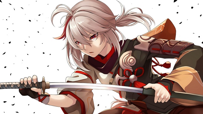 Kazuha from Genshin Impact holding a sword