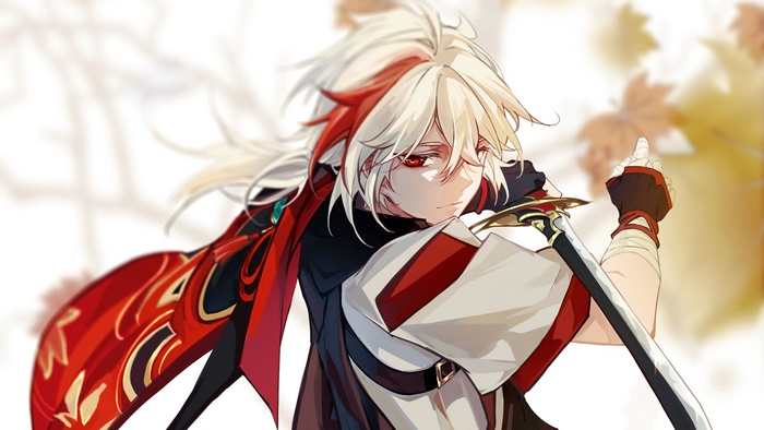 Kazuha from Genshin Impact holding a sword