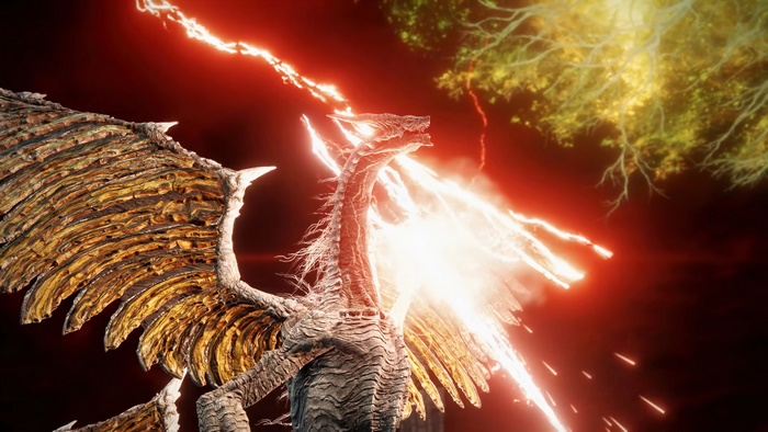 Dragon breathing lightning in Elden Ring 4K