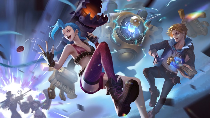 Jinx and Ezreal from League of Legends with Blitzcrank