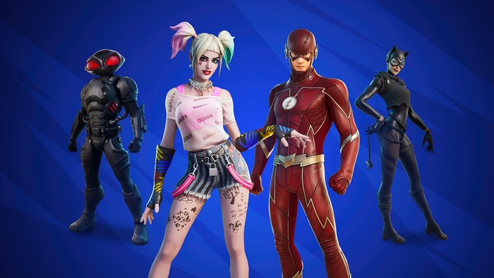 Fortnite: Harley Quinn, Flash, Catwoman, and Black Manta