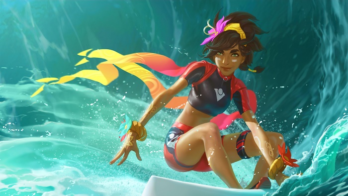Taliyah from League of Legends surfing