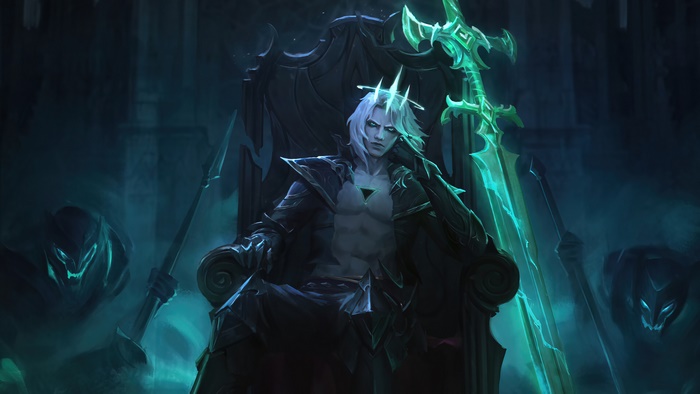 Viego on Throne with Glowing Sword Art