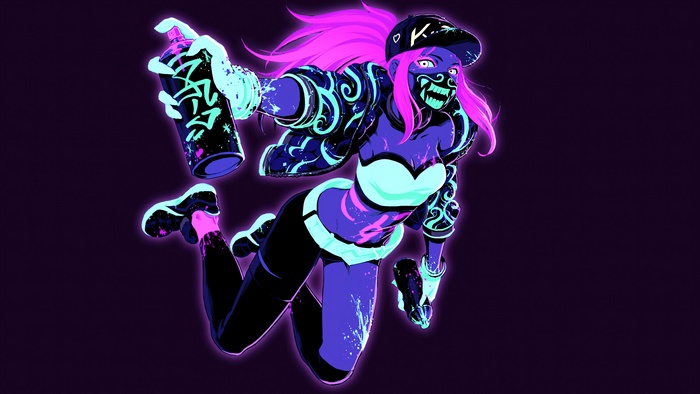 Akali from League of Legends with spray paint