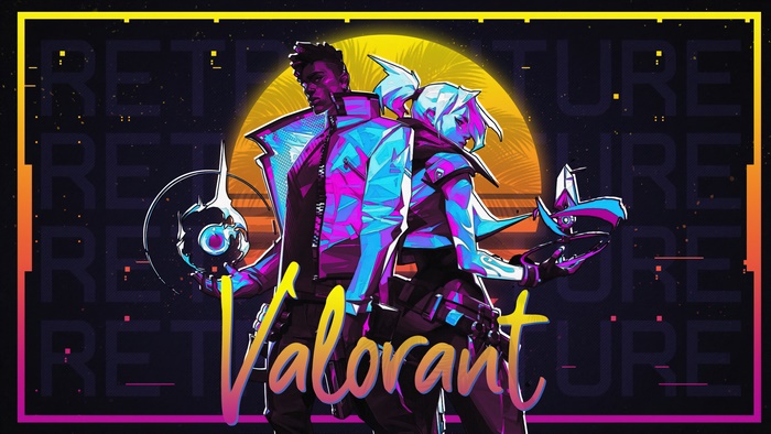 Phoenix and Jett from Valorant in Synthwave Style