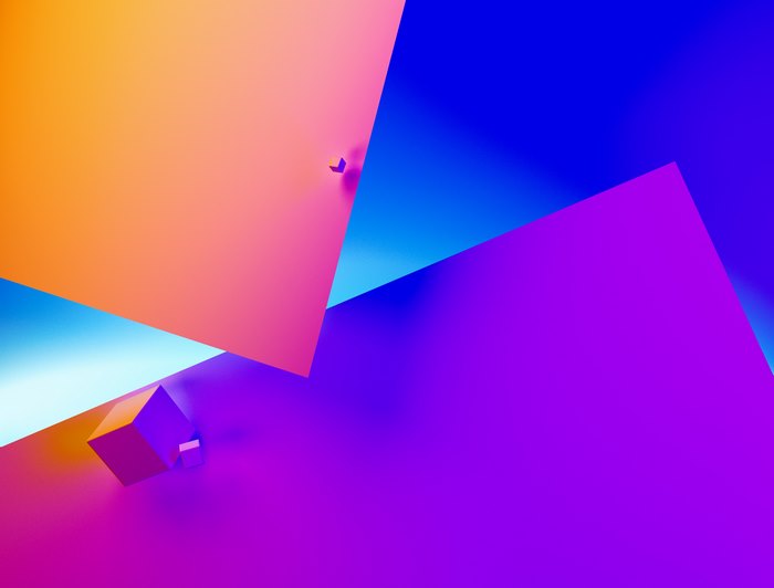 Abstract 3D geometric shapes with gradient colors