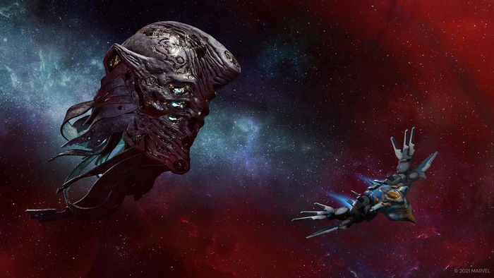 Guardians of the Galaxy game spaceship and alien