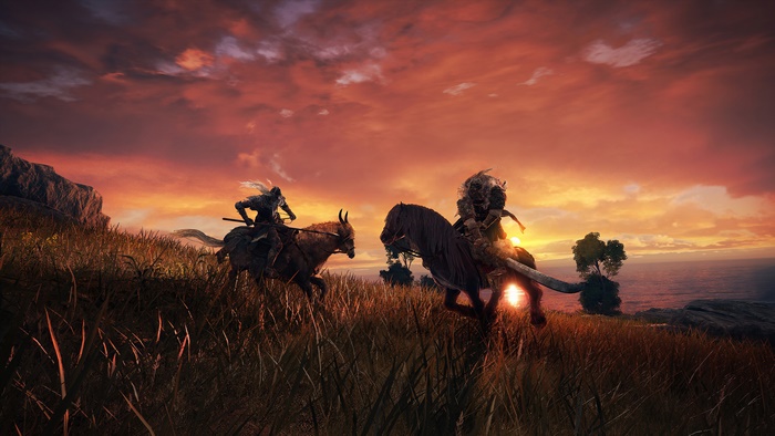 Elden Ring screenshot of two characters on horseback