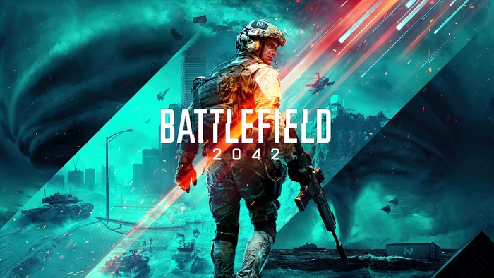 Battlefield 2042 game cover with soldier
