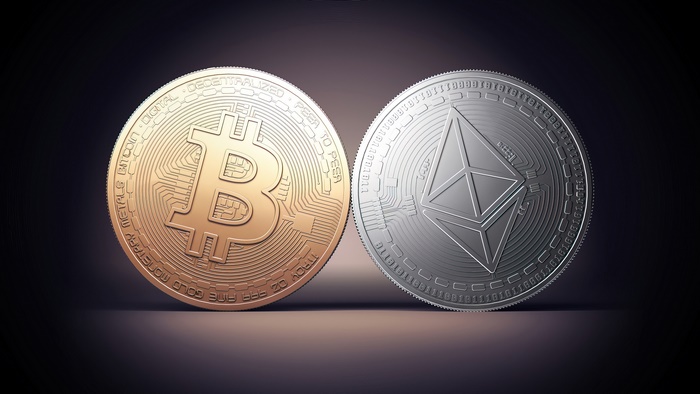 Bitcoin and Ethereum Cryptocurrency Coins 4K