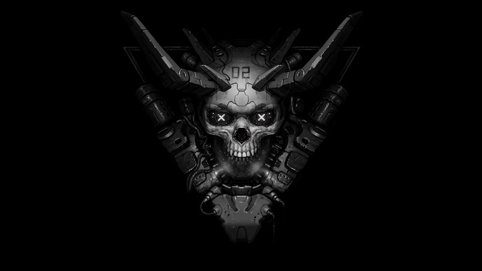 Cyberpunk Skull with Horns 4K