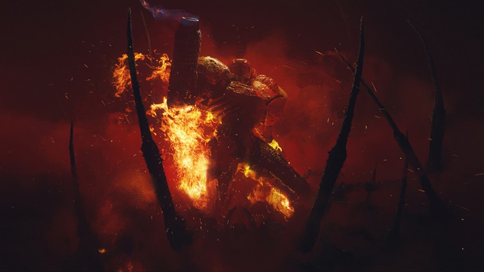 Metroid in flames