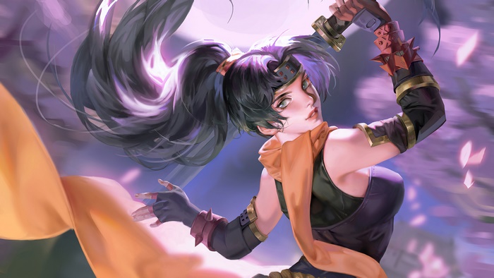 Ninja girl with katana in 4K
