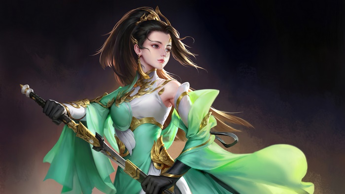 Fantasy warrior girl with sword