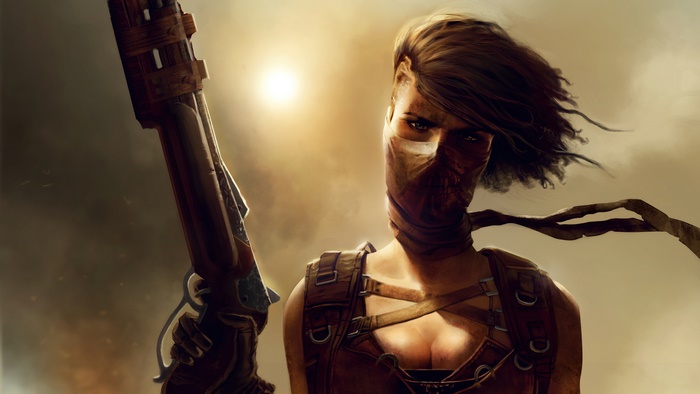Post-apocalyptic girl with a gun, art, 4K
