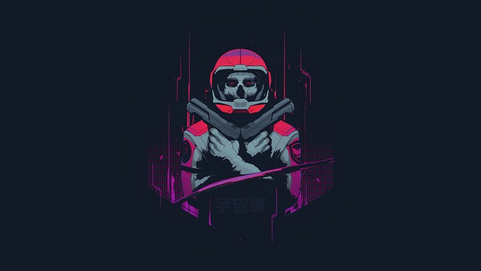 Minimalist Space Soldier with Guns 4K