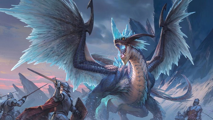 Dragon battle with knights in fantasy 4K