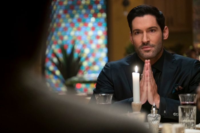 Tom Ellis as Lucifer Morningstar with candle