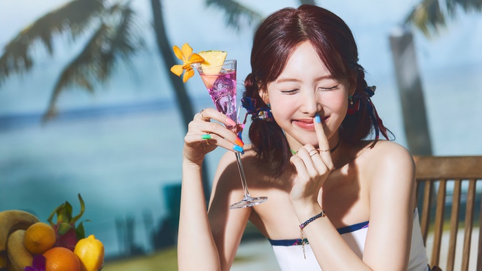 Nayeon from Twice with a Cocktail