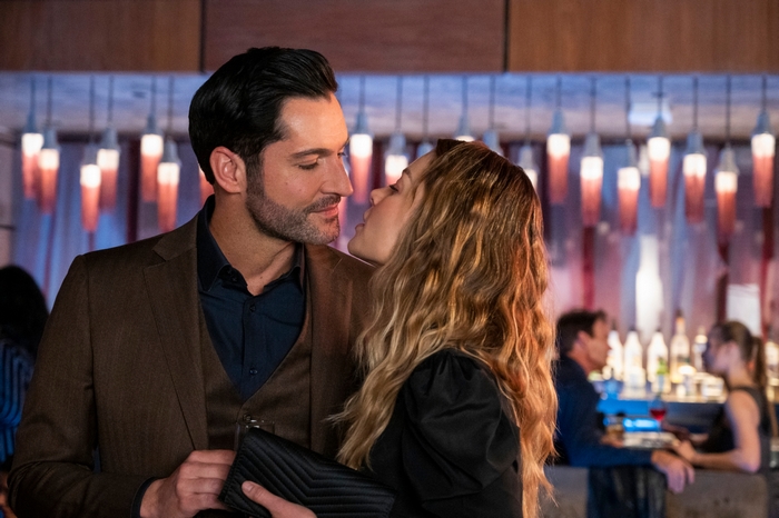 Lucifer Morningstar and Chloe Decker in a romantic moment