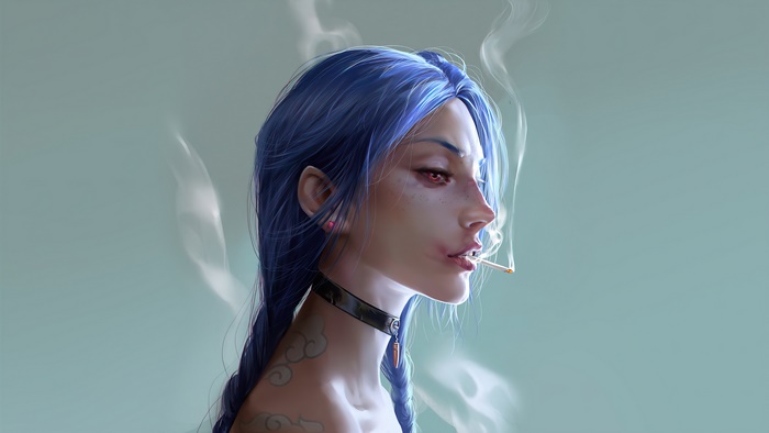 Jinx from League of Legends Smoking 4K