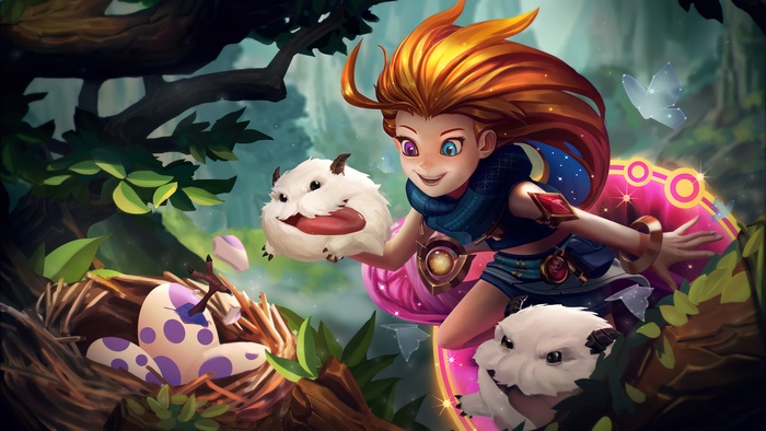 Zoe from League of Legends with Poros